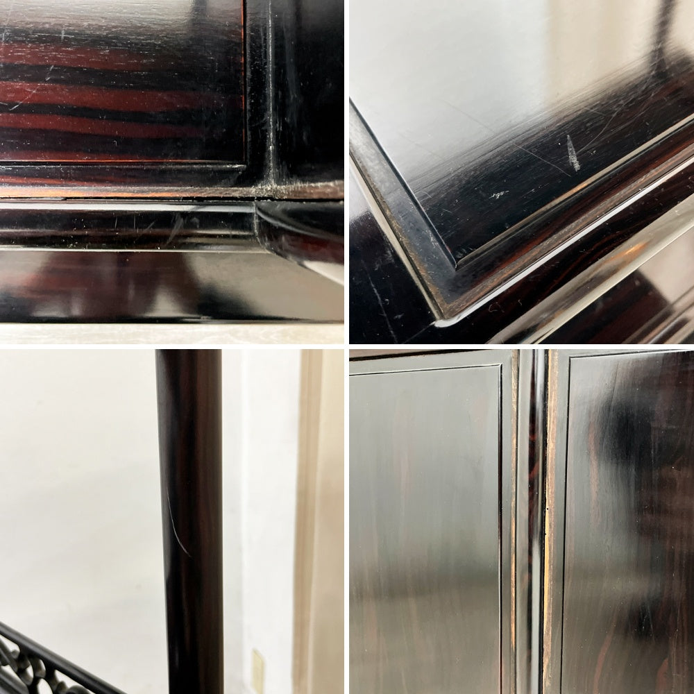 唐木家具 茶棚 違い棚 飾り棚 オープンシェルフ 透かし彫り W172cm 伝統工芸 銘木家具 ●