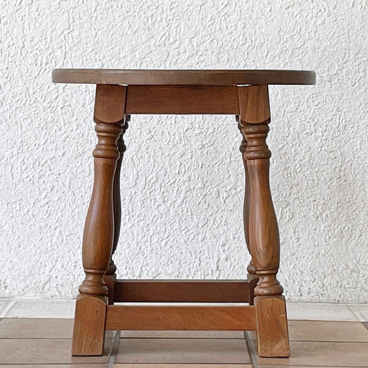 ビンテージ オーク無垢材 サイドテーブル クラシカルデザイン カントリースタイル ◇