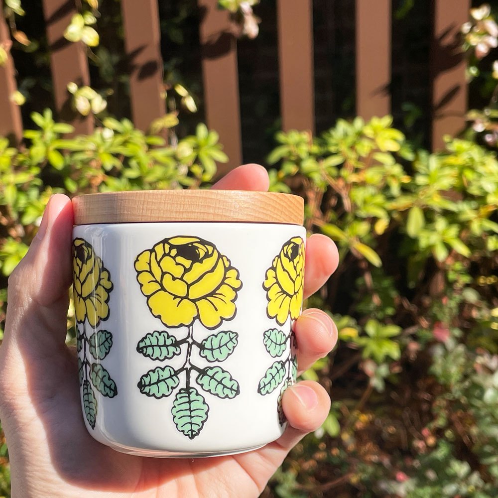 マリメッコ marimekko ヴィヒキルース VIHKIRUUSU ラテマグ イエロー 廃番カラー 木蓋付き マイヤ・イソラ ■