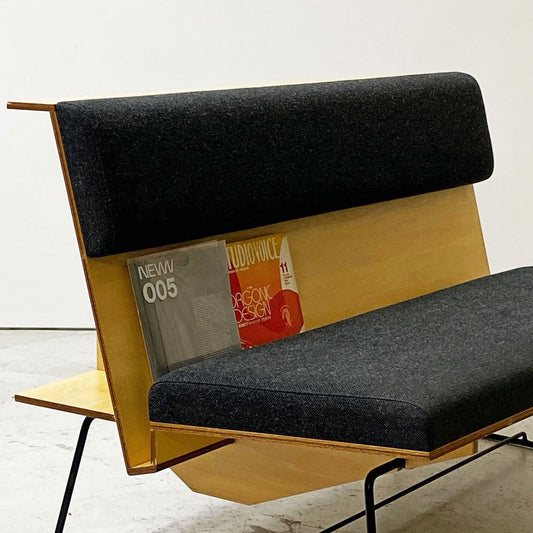 インテリアナス interior nasu マガジンラックベンチ MRB 1st 2Pソファ プライウッド × アイアンレッグ 佐藤徹 デザイン 平安工房取扱 ●