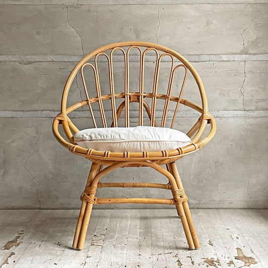 ウニコ unico カージュ CAGE 1Pソファ イージーチェア ラタン クッション付き ナチュラル リゾートスタイル 定価¥29,700- ♪