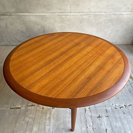 CFC Silkeborg シケルボー ラウンド コーヒーテーブル センターテーブル チーク材×ラタン ヨハネスアンダーセン デンマーク 北欧ビンテージ 希少 ♪