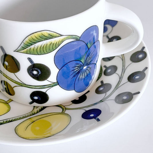 アラビア ARABIA パラティッシ PARATIISI ティーカップ&ソーサー ブルー&イエロー ビルガー・カイピアイネン Birger Kaipiainen フィンランド 北欧食器 C ■