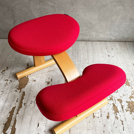 サカモトハウス SAKAMOTO HOUSE Balans Easy バランスチェア レッド カバー付き 学習椅子 姿勢矯正 ノルウェー 北欧家具 ♪