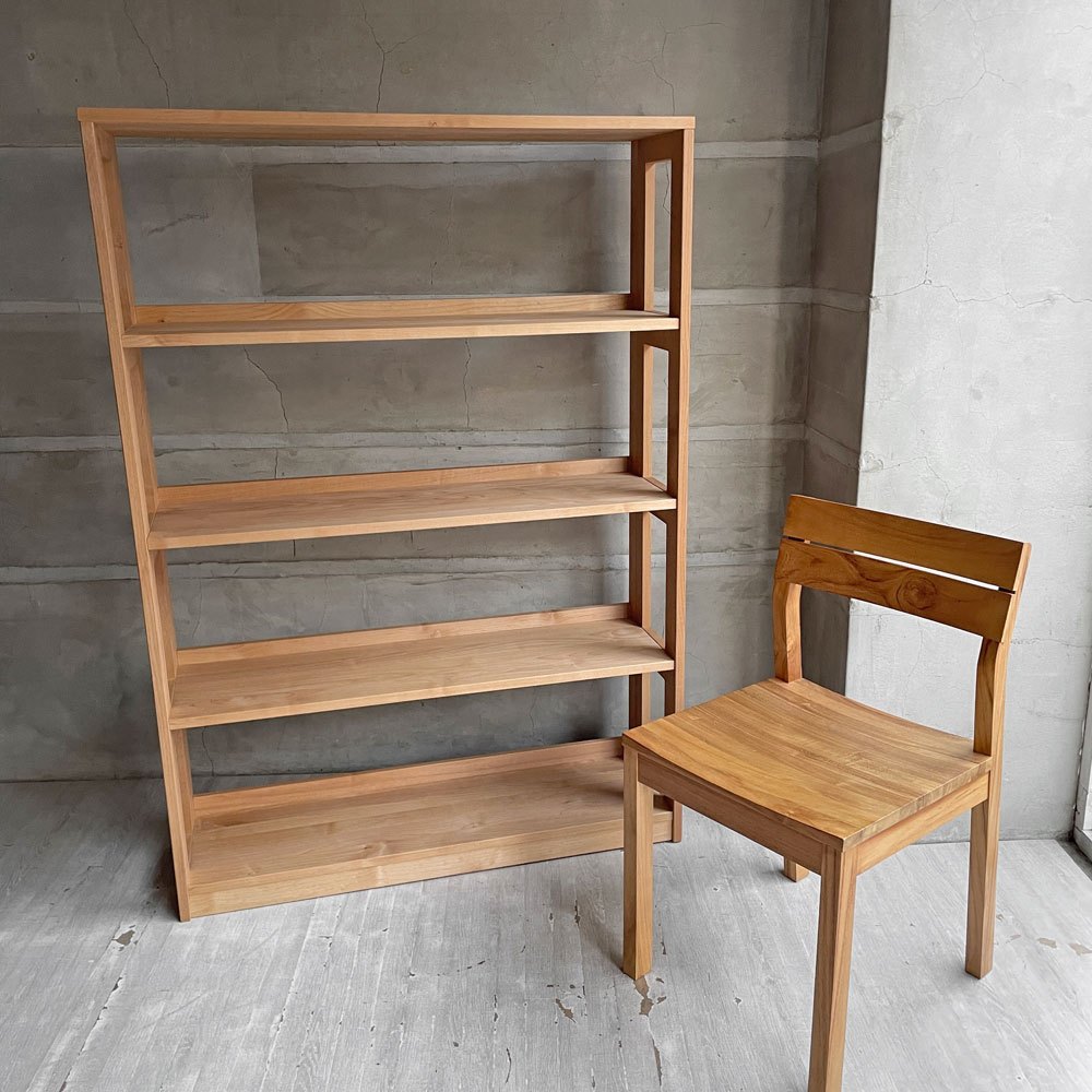 家具の里 アルダー無垢材を贅沢に使ったブックシェルフ 45-0128 本棚 飾り棚 W100cm 定価¥57,200- ♪
