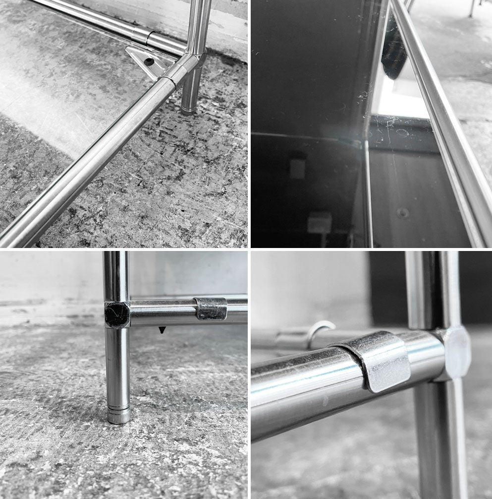 FRNHT Furnihunter ガラスシェルフ Tool rack 001 GL half オープンシェルフ ガラス クリア×ブラック×クリア スチール 3段 H65cm ■