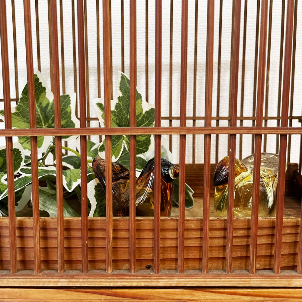 ビンテージ Vintage 鳥籠 竹籠 メジロ籠 ウグイス籠 W36 古家具 古道具 ◎