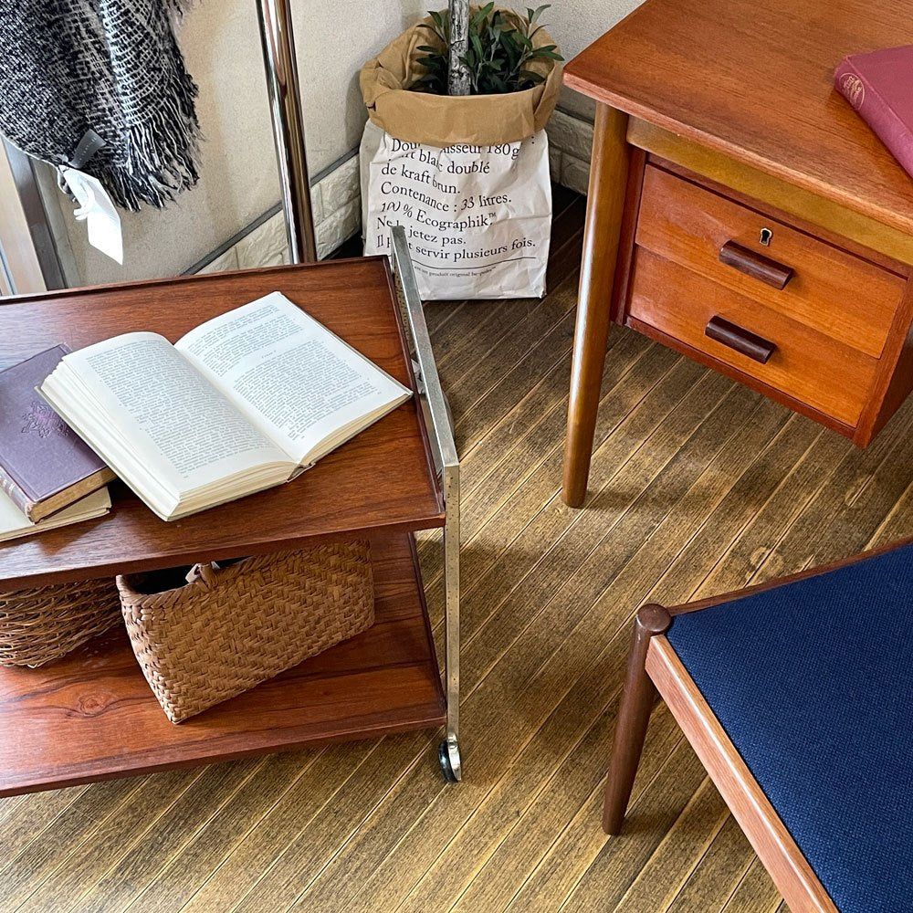 デンマークビンテージ Danish Vintageトローリーワゴン キッチンカート ディスプレイラック 2段 キャスター付 北欧家具 ◎