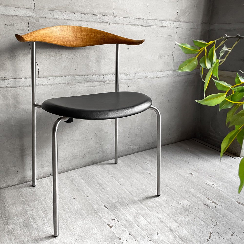 カールハンセン&サン Carl Hansen & Son CH88P ダイニングチェア オーク材 本革 ブラックレザー ハンス・J・ウェグナー デンマーク 北欧家具 美品 ♪