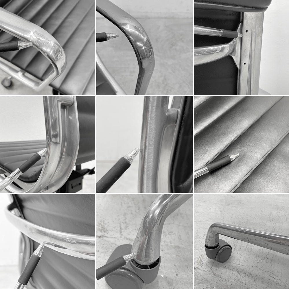 ハーマンミラー Herman Miller イームズアルミナムグループチェア マネージメントチェア アルミバフベース ガス圧昇降仕様 5本脚 キャスタータイプ 本革 イームズ 〓