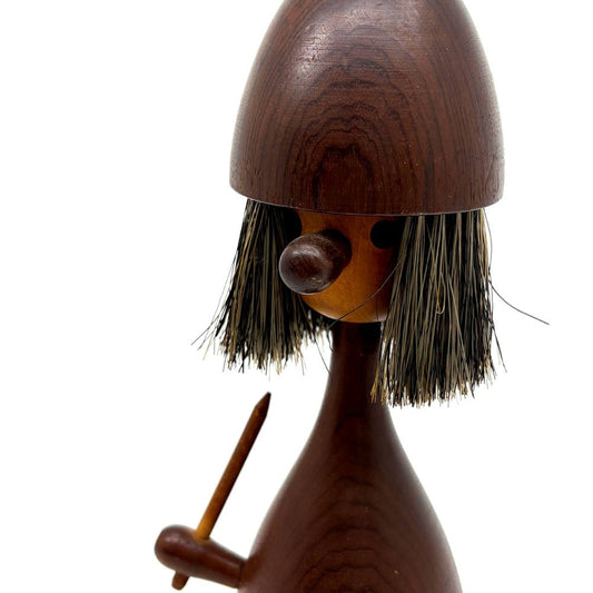 ノギンス NOGGINS バイキング ドール 槍 大 木製人形 オブジェ 北欧 民芸 ビンテージ E ●