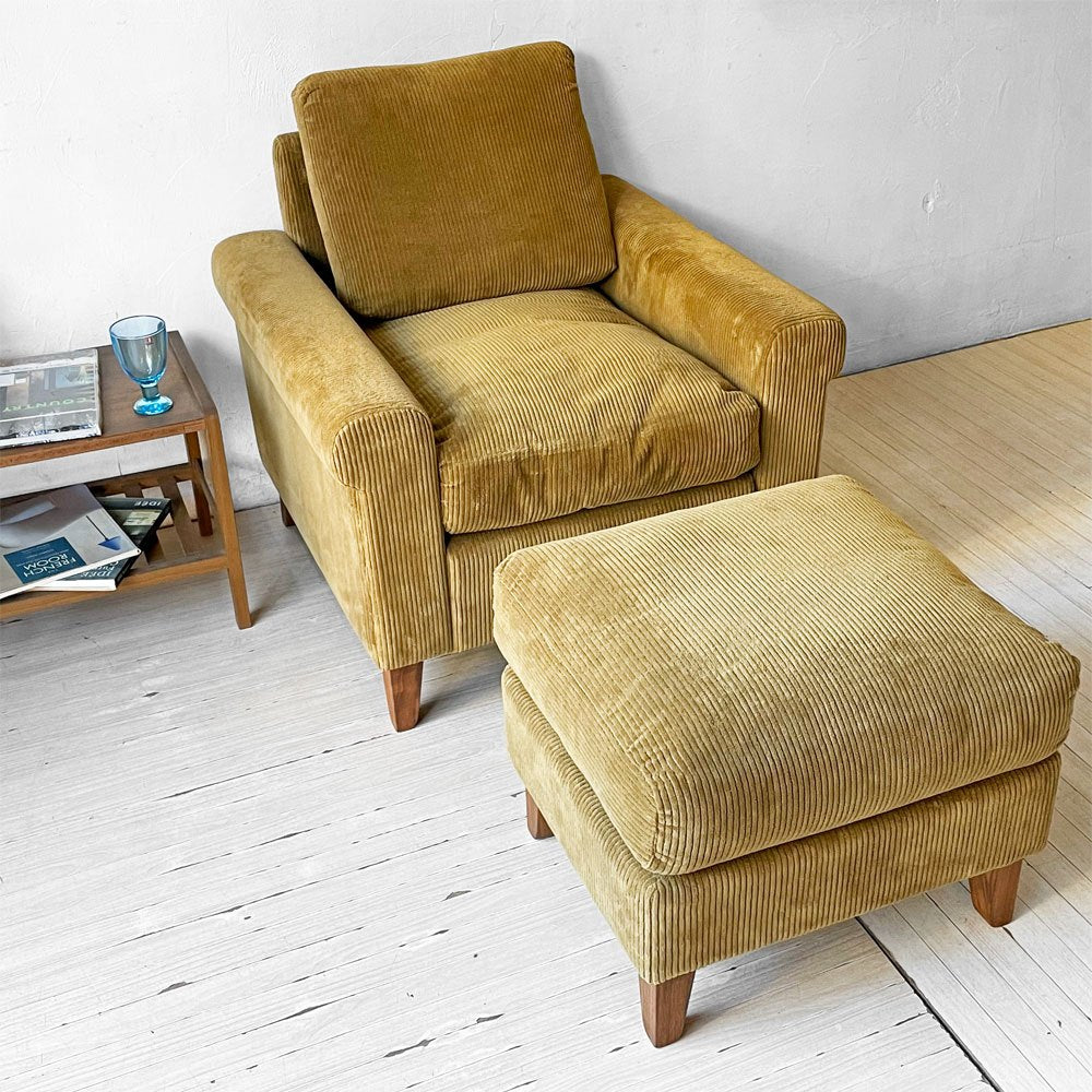 トラックファニチャー TRUCK FURNITURE エフケーソファ トリム FK SOFA TRIM オットマン コーデュロイ グリーン ウォールナット無垢材 張地F-21 ★