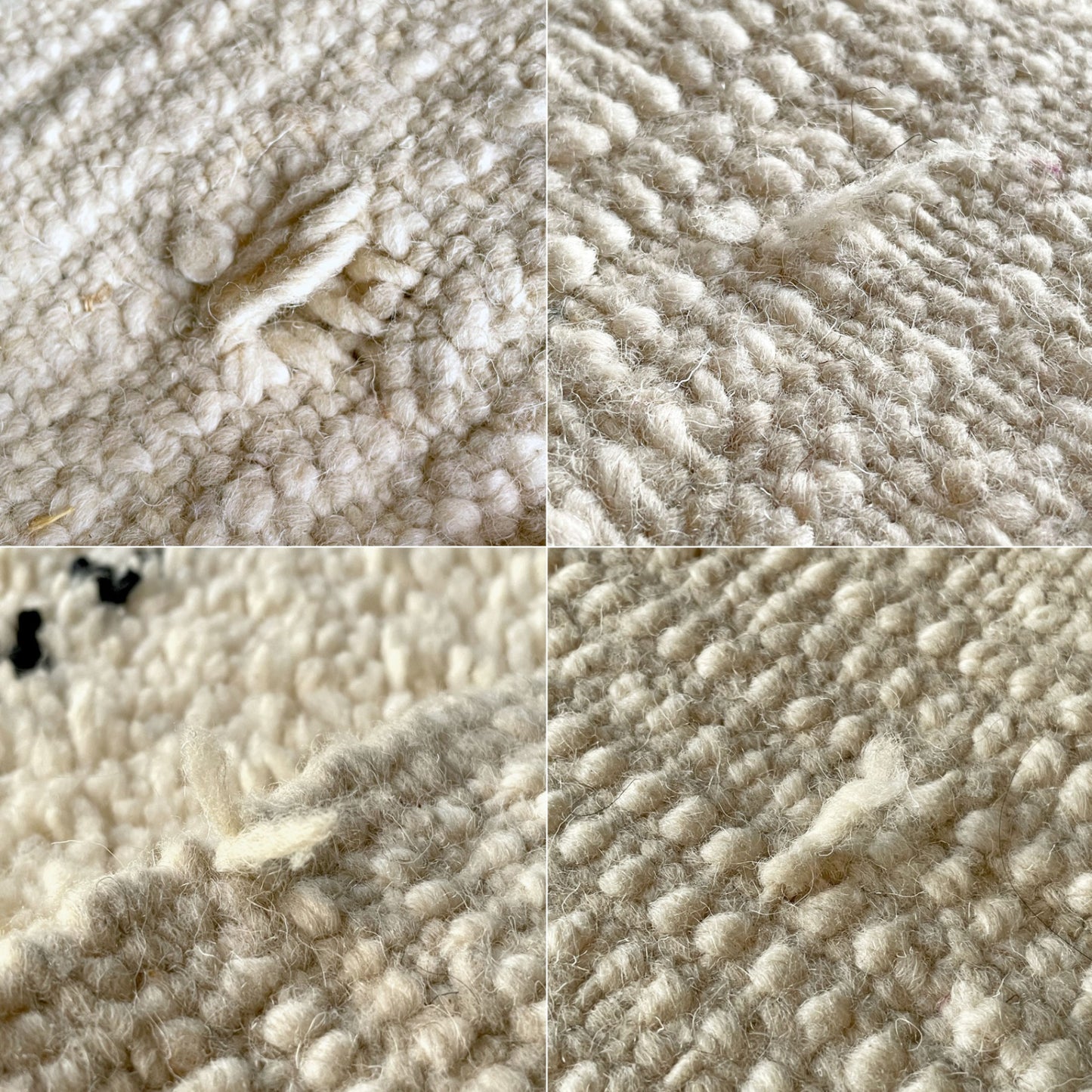 ベニワレン Beni Ouarain ラグ 絨毯 ホワイト×ブラック 羊毛 ウール 手織り ハンドメイド モロッコ 215cm×155cm ■