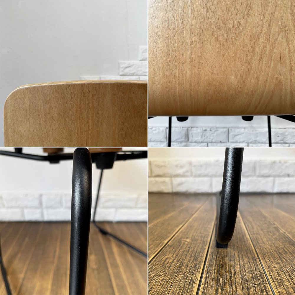 イデー IDEE ラング LANGUE スタッキングチェア ダイニングチェア ナチュラル ブナ材 プライウッド×スチール 定価¥29,900- ◎