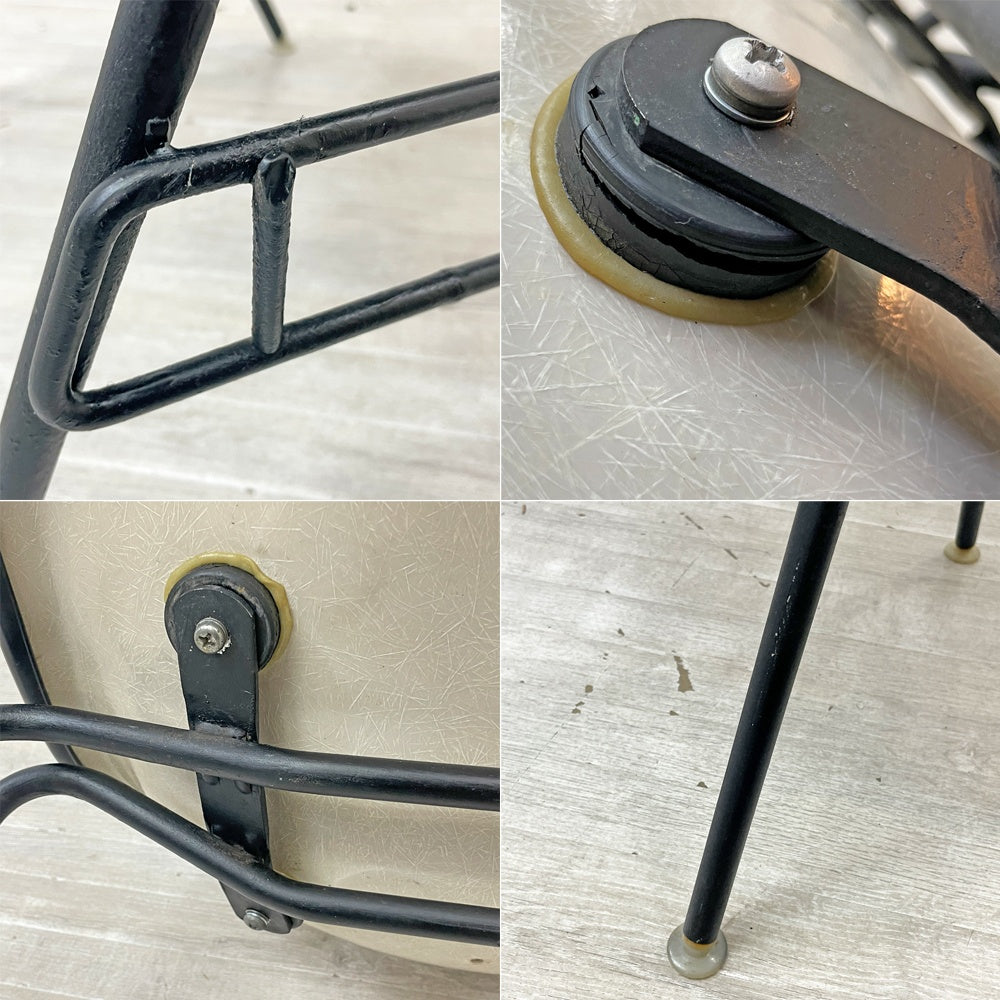 ハーマンミラー Herman Miller ビンテージサイドシェルチェア PVCレザー 3rdFRP製 スタッキングベース C&R イームズ ●
