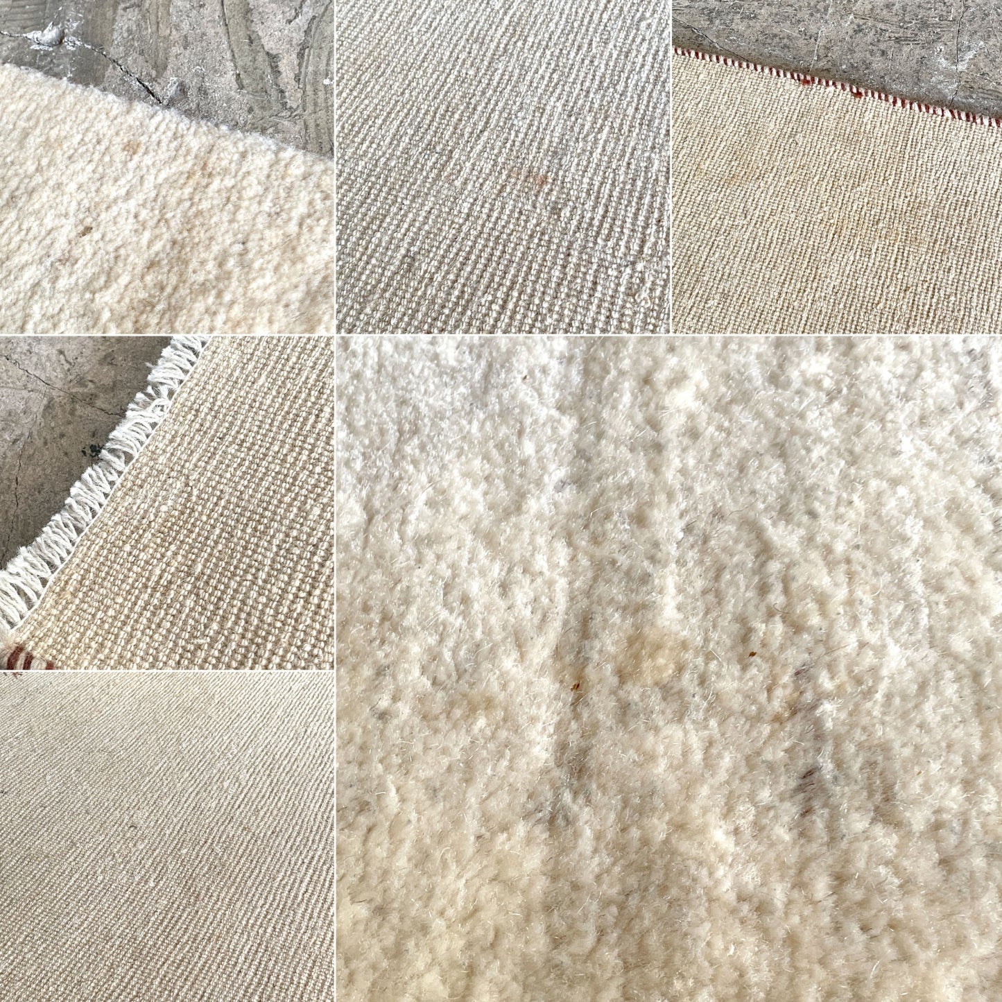 手縫い ギャッベ gabbeh 絨毯 ラグ カーペット アイボリー 145×86cm 鹿モチーフ ■