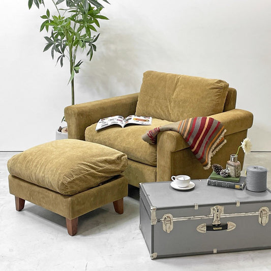 トラックファニチャー TRUCK FURNITURE FKソファ FK SOFA 1.5シーター F-21 コーデュロイ フェザークッション ウォールナット無垢材 定価¥315,700- ●