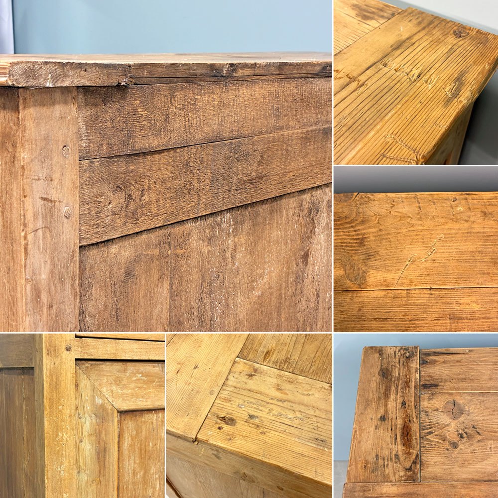 フランスビンテージ french vintage パイン無垢材 キャビネット サイドボード 鍵付き 古材 アンティーク プリミティブ フレンチカントリー ◎