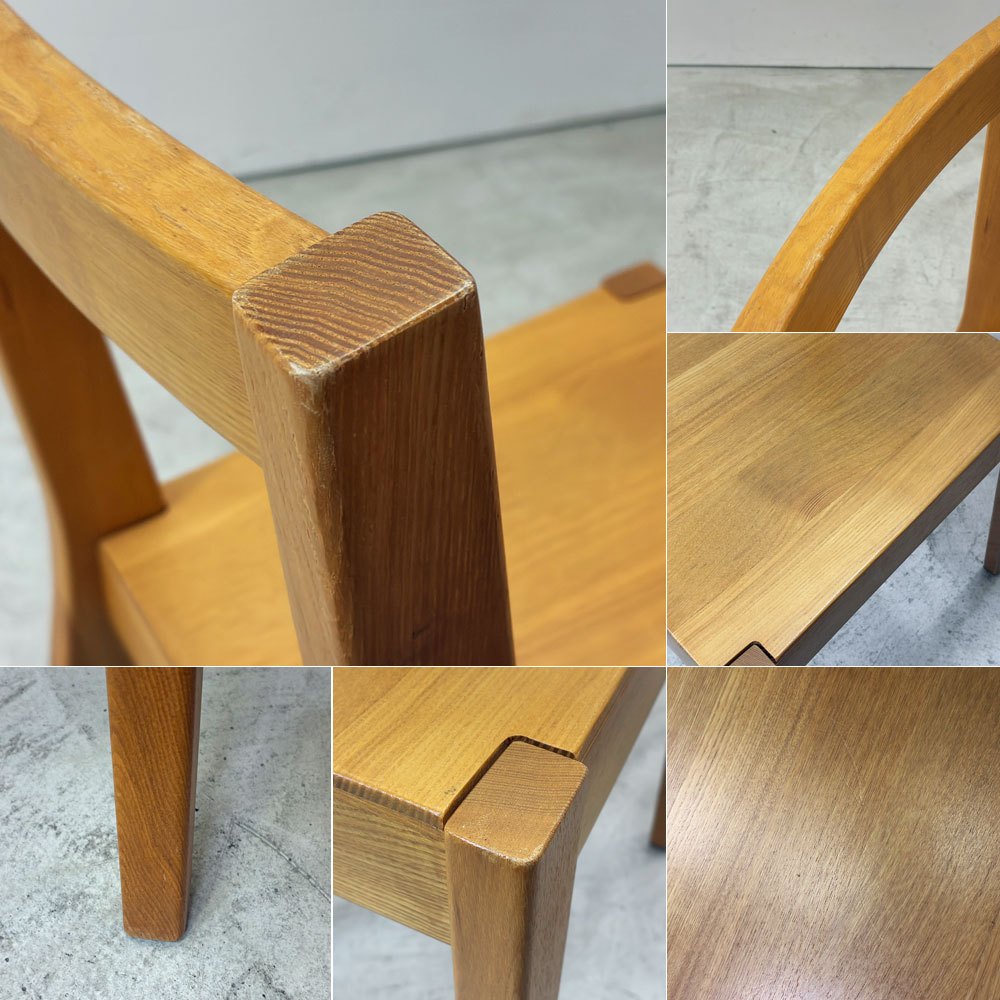 無印良品 MUJI ダイニングチェア タモ無垢集成材 板座 ナチュラル シンプルデザイン 廃番 ●