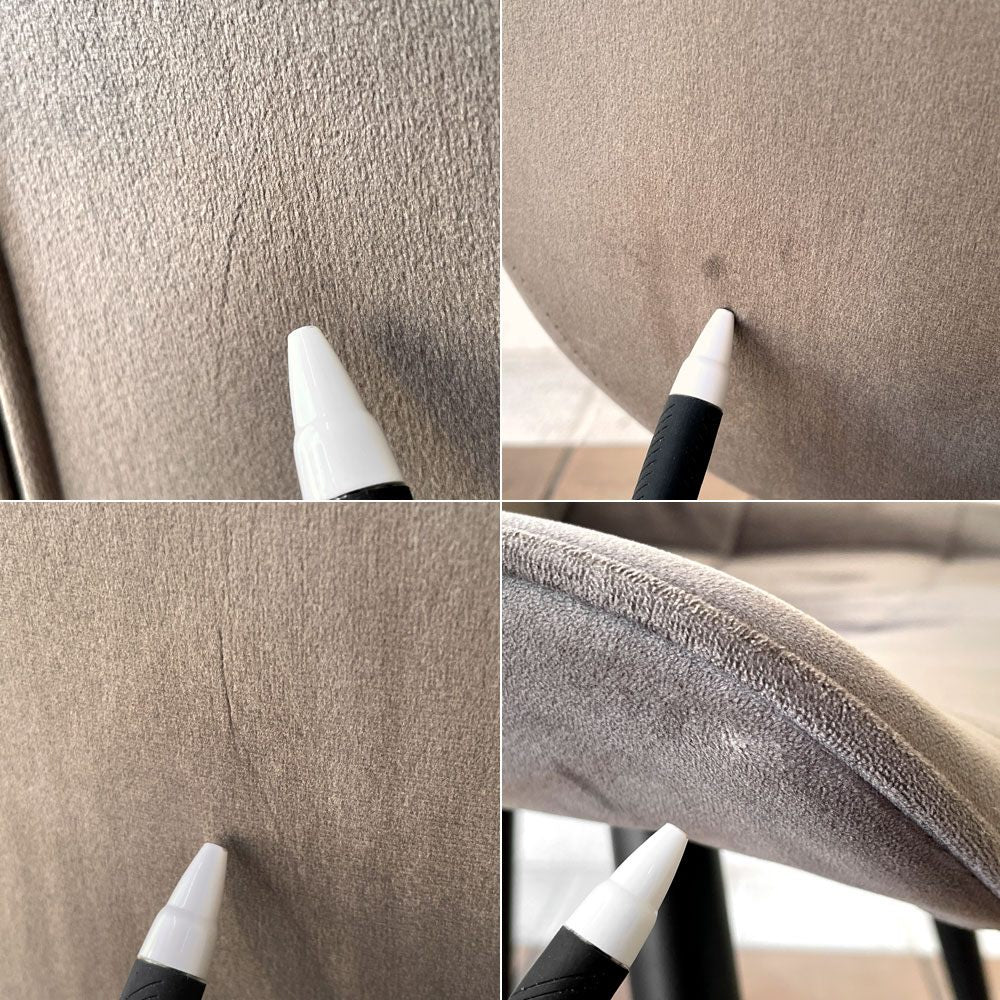 かなでもの Kanademono Elegant Velvet Box Stitch Chair ダイニングチェア ベロア ダークグレー A ◇