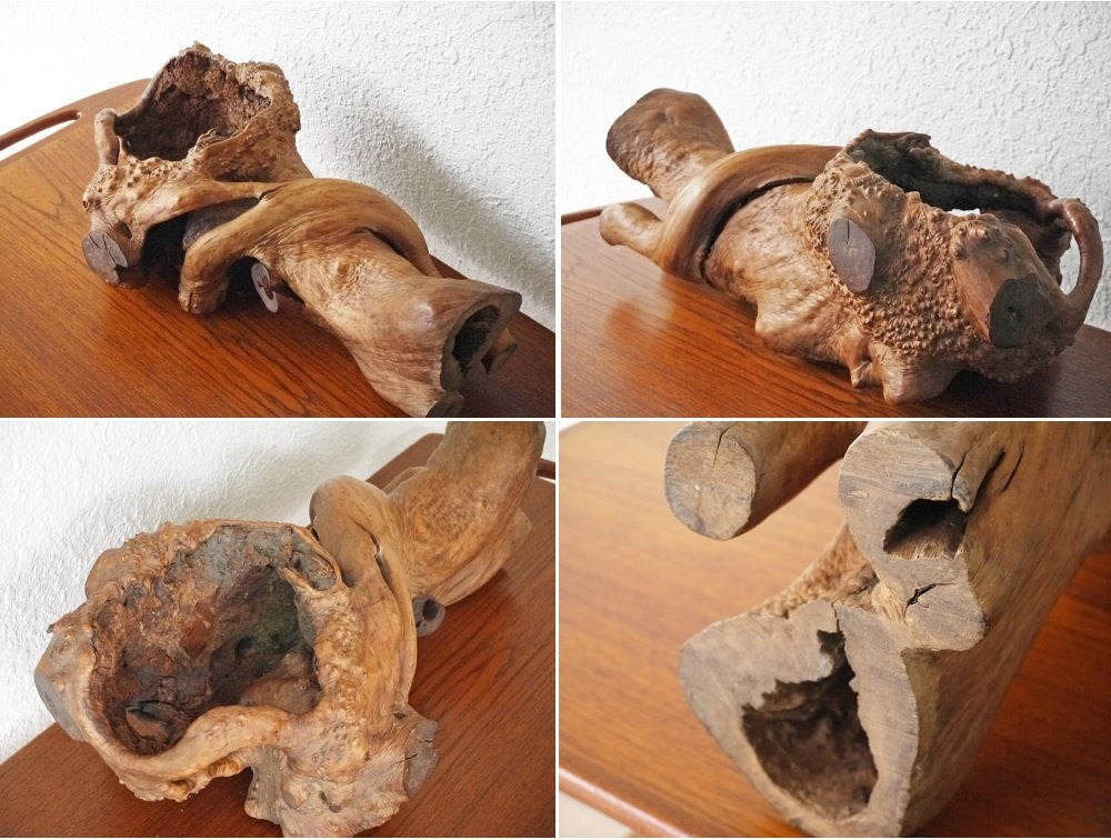 ジャパンビンテージ Japan vintage 木製 オブジェ wooden sculpture フラワーベース 店舗什器 ◇