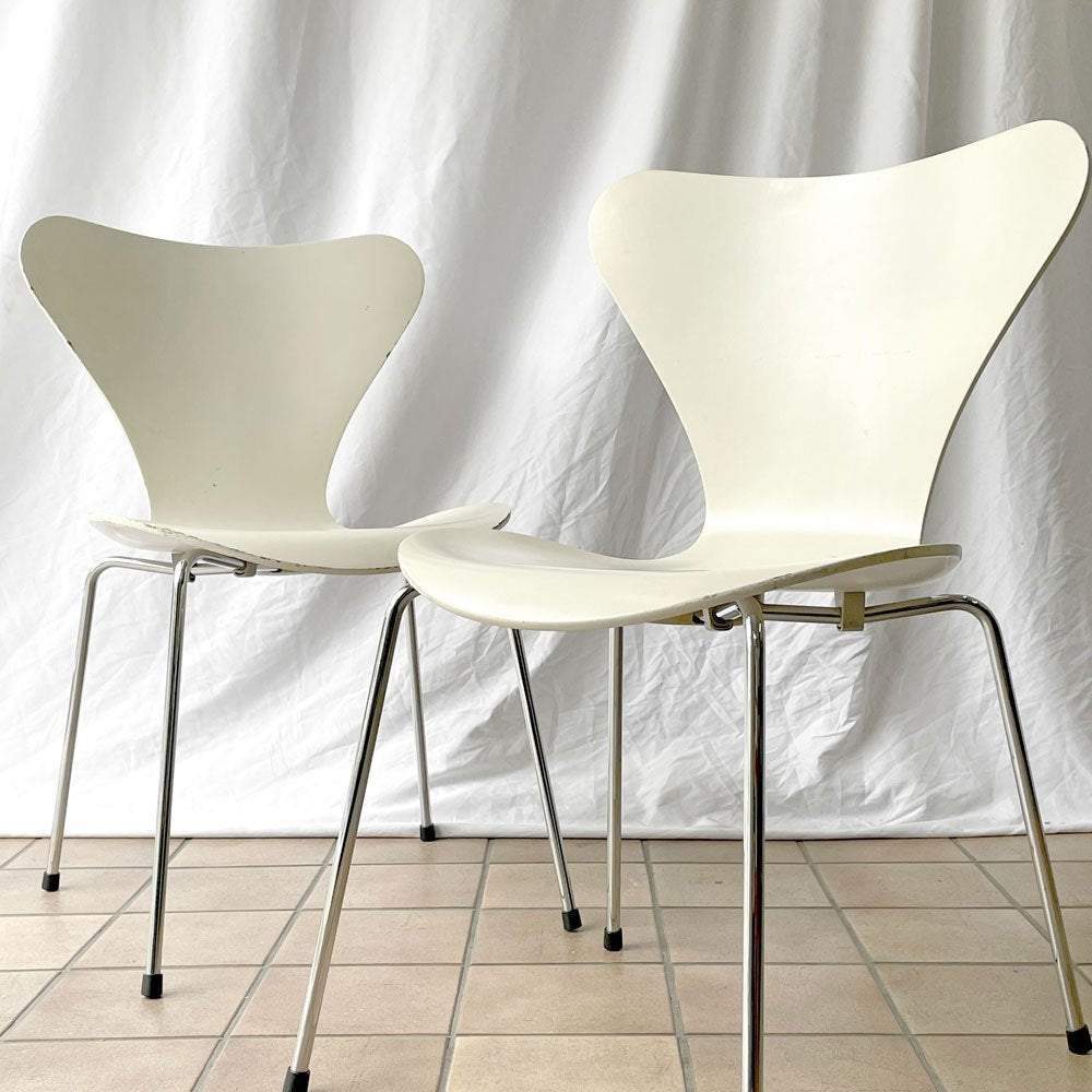 フリッツハンセン Fritz Hansen 3107 セブンチェア ラッカー ホワイト スタッキング アルネ・ヤコブセン デンマーク 北欧家具 B ◇