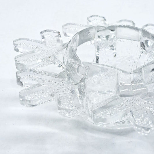 イッタラ iittala スノークリスタル キャンドルホルダー オブジェ 小物入れ W14.5cm ヴァルト・コッコ 1980s フィンランド 北欧ビンテージ ●