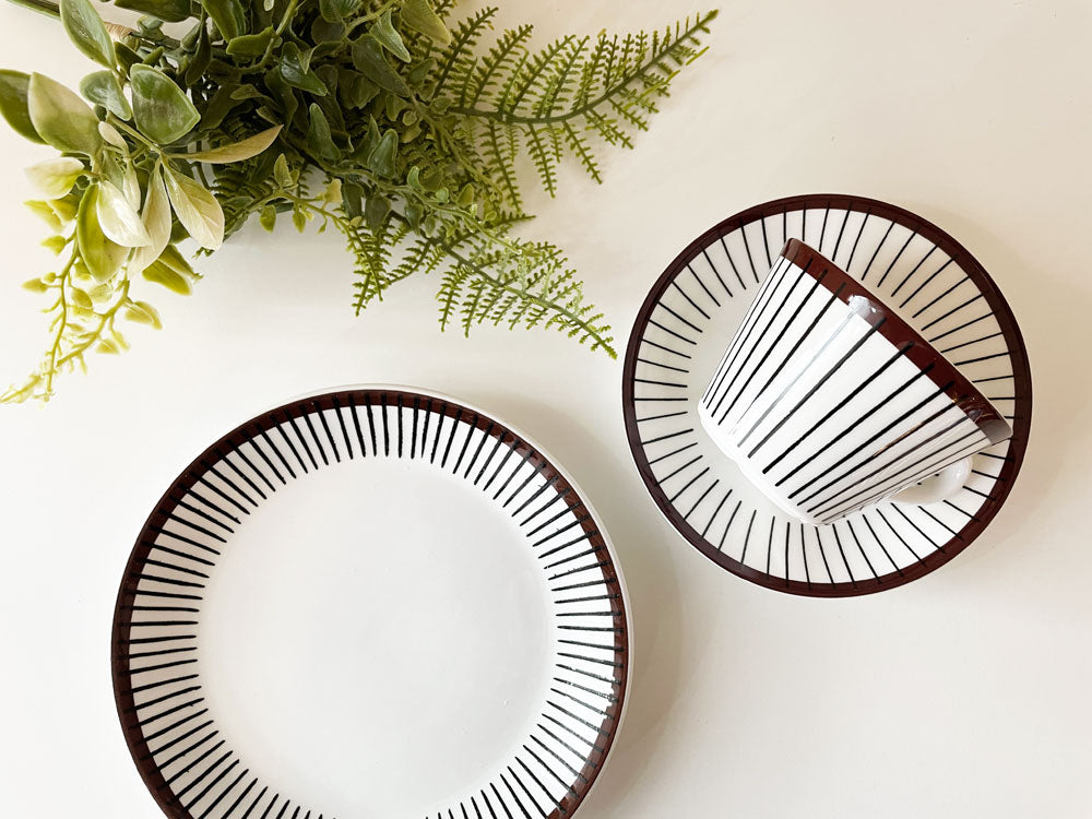 グスタフスベリ GUSTAVSBERG スピサリブ SPISA RIBB コーヒーカップ&ソーサー C&S スティグ・リンドベリ Stig Lindberg スウェーデン 復刻品 ◎