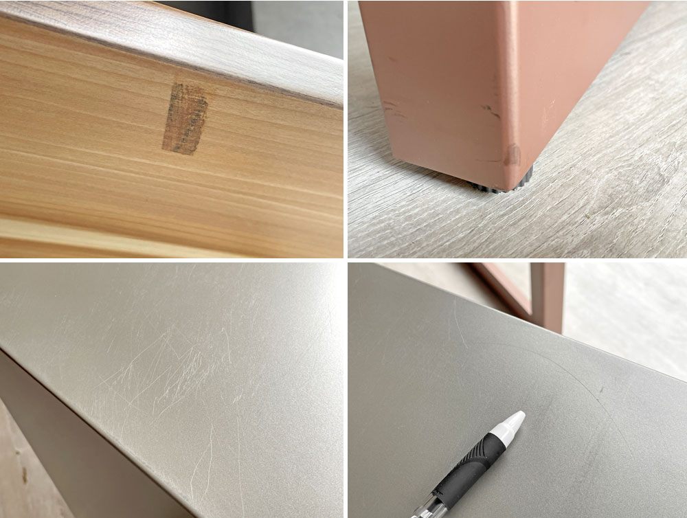 スチールケース Steelcase フレームワン frameone デスク+鍵付きキャビネット オフィス家具 キャスター W180cm ♪