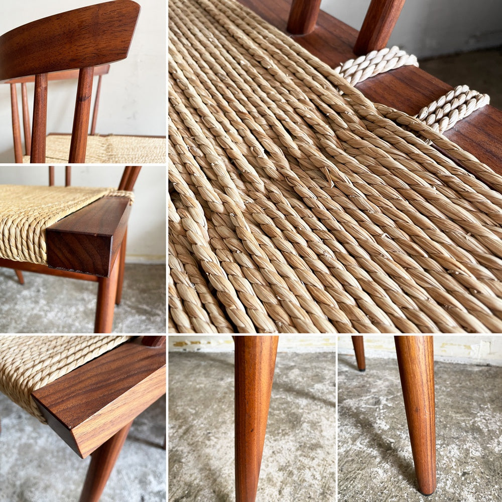 桜製作所 グラスシートチェア GRASS SEATED CHAIR アームチェア ウォールナット無垢材 い草 ジョージ・ナカシマ George Nakashima 焼印有 ■