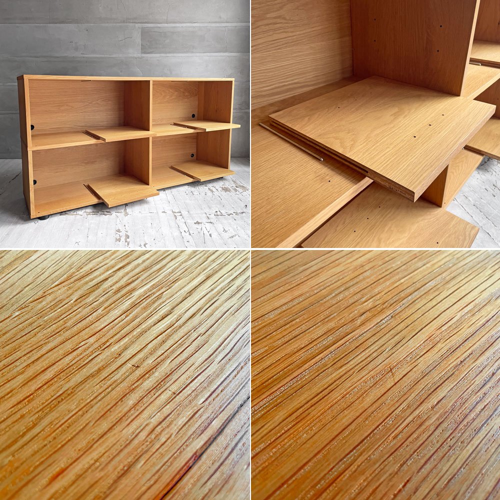 無印良品 MUJI スタッキングキャビネット ワイド 5列2段 オーク材 オープンシェルフ ディスプレイラック 本棚 飾り棚 脚付き ♪
