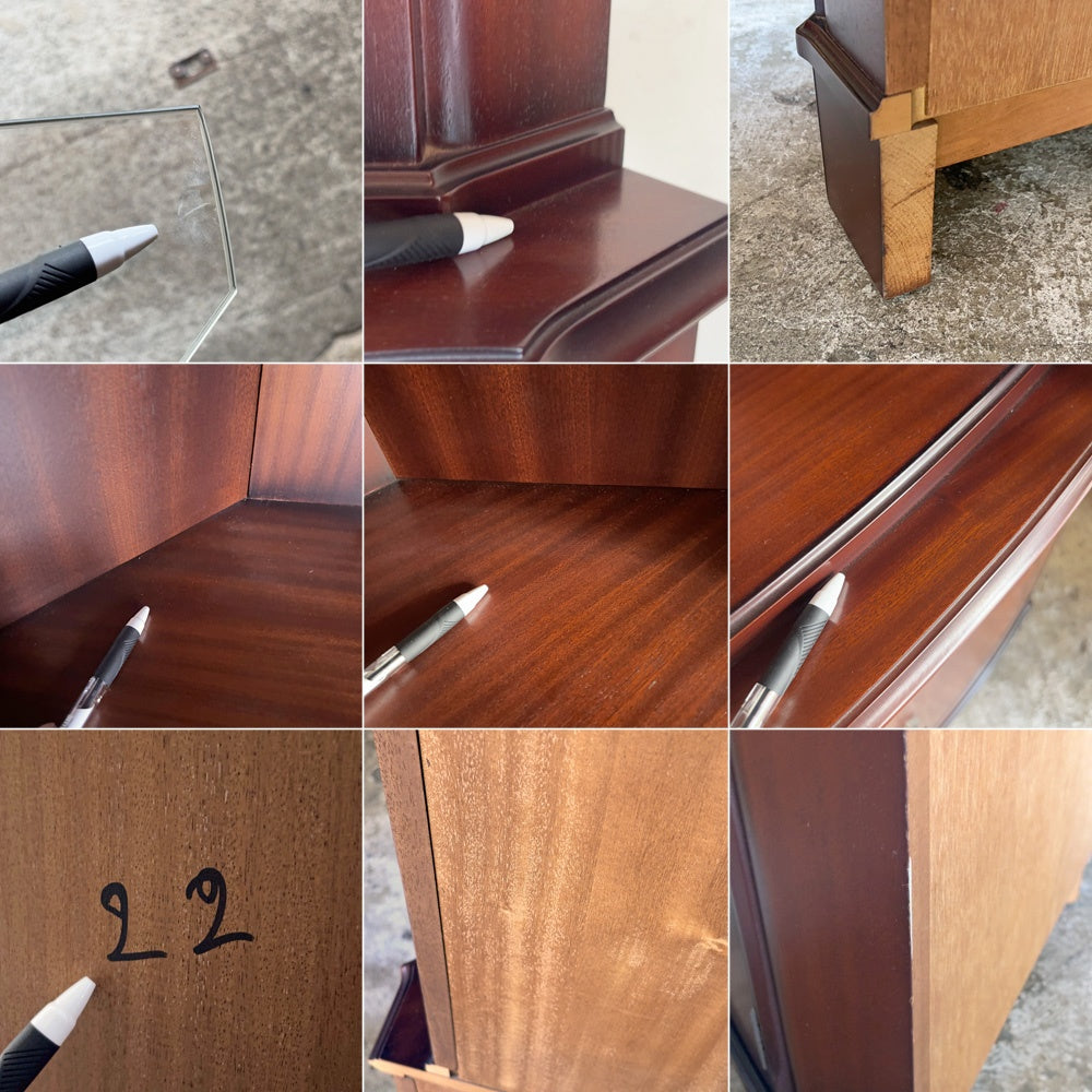 ストロングボウ ファニチャー STRONGBOW FURNITURE マホガニー材 コーナーキャビネット ガラスキャビネット 照明付き 英国 ■