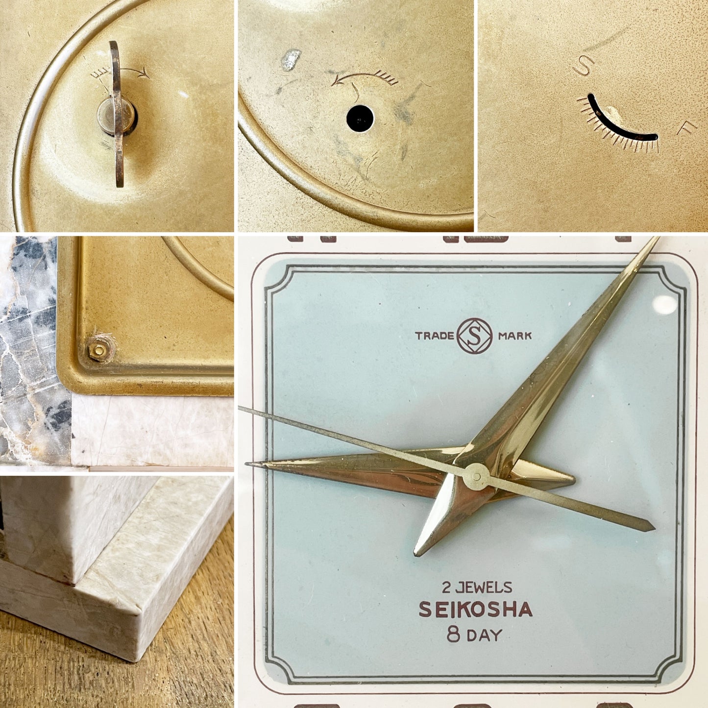 セイコー SEIKO 大理石置時計 手巻き ジャパンビンテージ 部品欠品 ◇