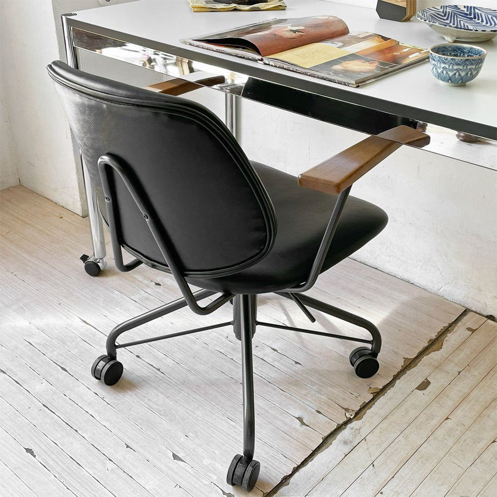 クラッシュゲート CRASHGATE ノットアンティークス Knot Antiques アボック ABOCK デスクチェア ブラック オーク材 肘付き 展示美品 ★