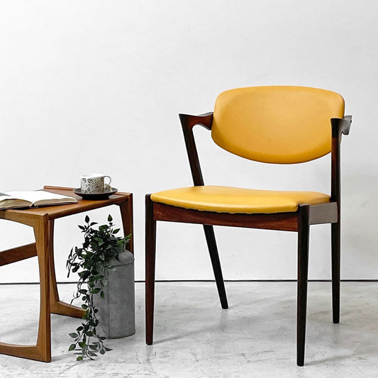 スコウ・アンデルセン Schou Andersen カイクリスチャンセン Kai Khristensen No.42 ハーフアーム ダイニングチェア ローズウッド材 PVCレザー デンマーク 北欧ビンテージ ●