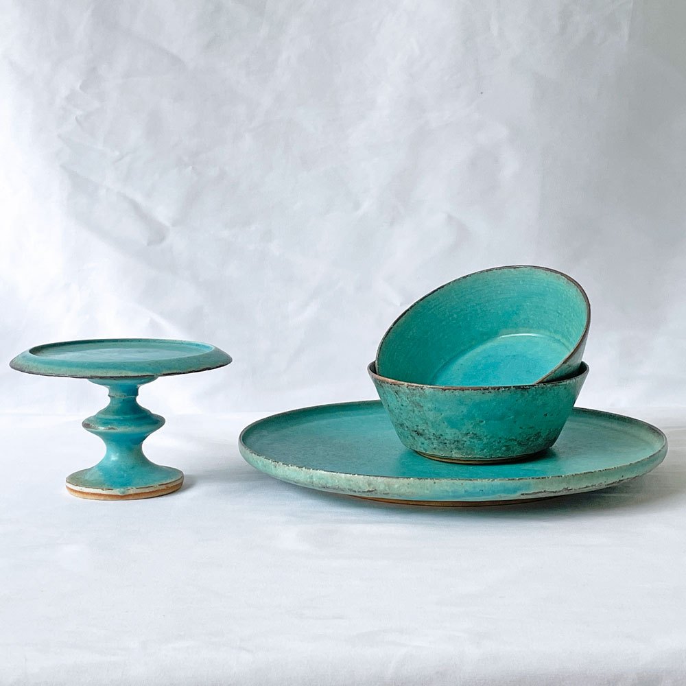 La Maison de Vent 鈴木麻起子 ターキッシュ Turkish ボウル H13cm ターコイズ 現代作家 SALON adam et ropé取扱い B ◇