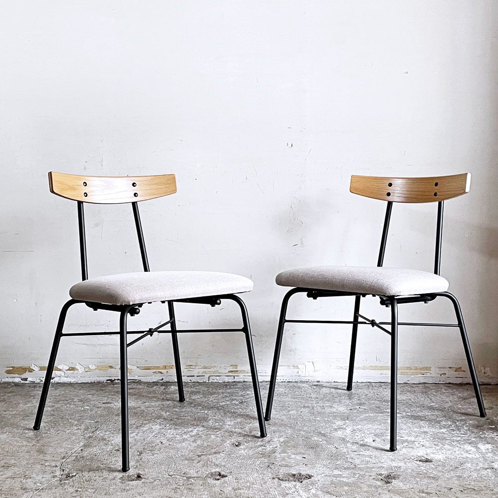 かなでもの KANADEMONO Natural Industrial ダイニングチェア オーク材 ファブリック ナチュラル スチール ブラック インダストリアル B ■