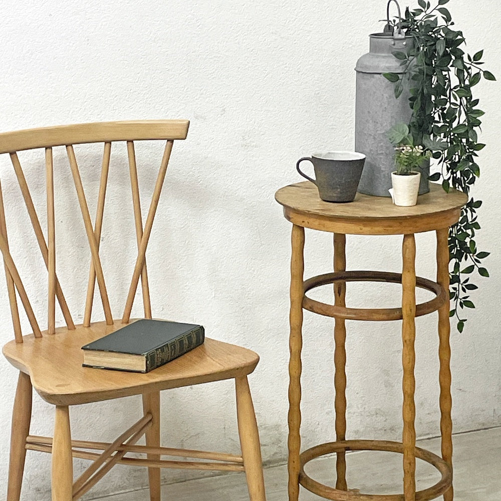 ヨーロピアンビンテージ European Vintage 木製フラワースタンド 花台 プラントスタンド H68cm カントリースタイル シャビーシック ●