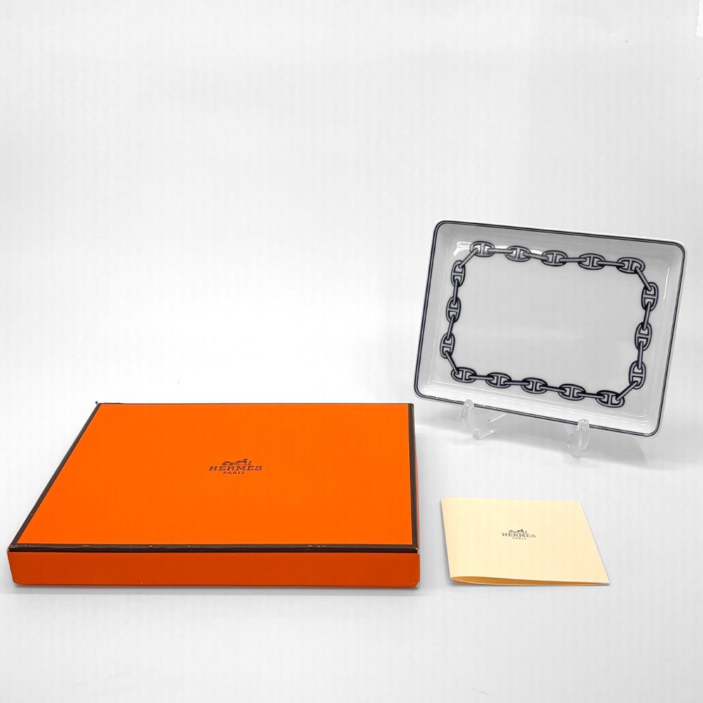 エルメス HERMES シェーヌダンクル スクエアプレート 箱付 B 未使用品 ●