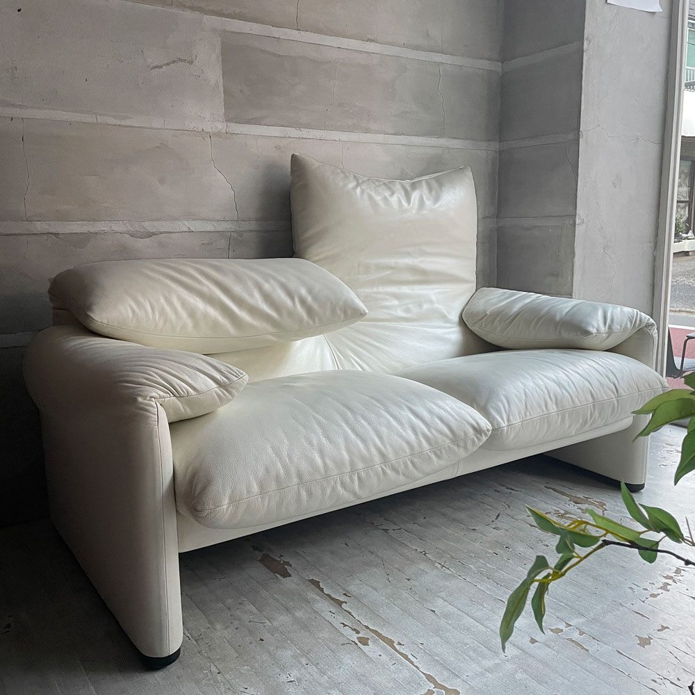 カッシーナ Cassina 675-2P マラルンガ MARALUNGA 2Pソファ 2人掛け レザー 本革 ホワイト ヴィコ・マジストレッティ ♪