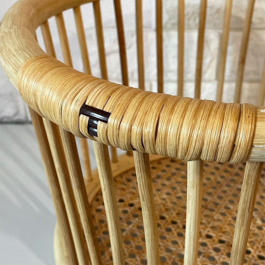 ツルヤ商店 籐バスケット(S) 籐かご ランドリーバスケット Φ38cm 籐源郷 山形工芸品 定価¥16500- ◎