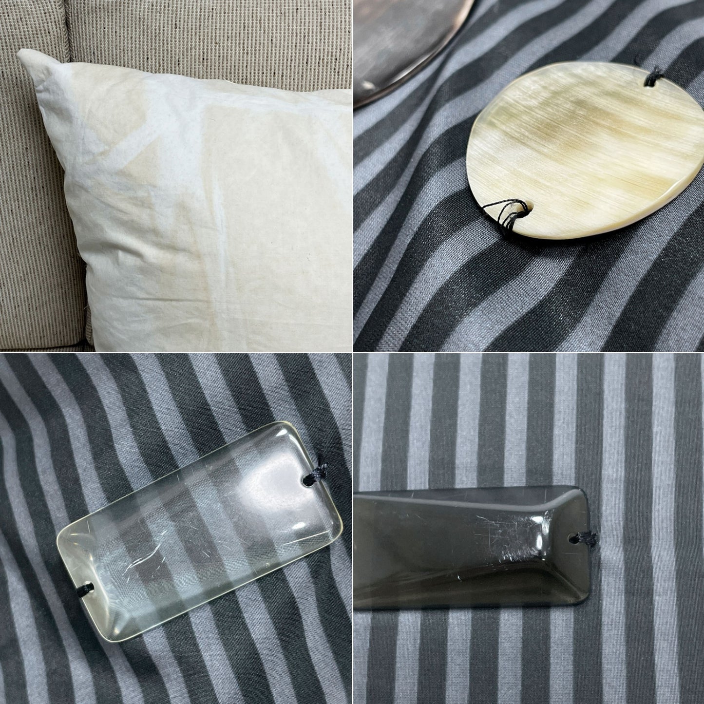 マルニ MARNI マルニマーケット MARNI-MARKET クッションカバー 58×58cm ストライプ柄 ポリエステル バッファローホーン 飾り付き イタリア製 ●