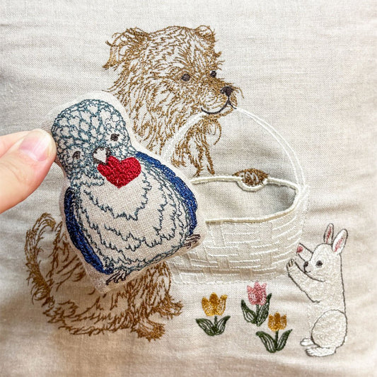 コーラルアンドタスク Coral & Tusk パピーラブポケットピロー Puppy Love Pocket Pillow クッション 30×30cm リネン カバーリング 刺繍 ●