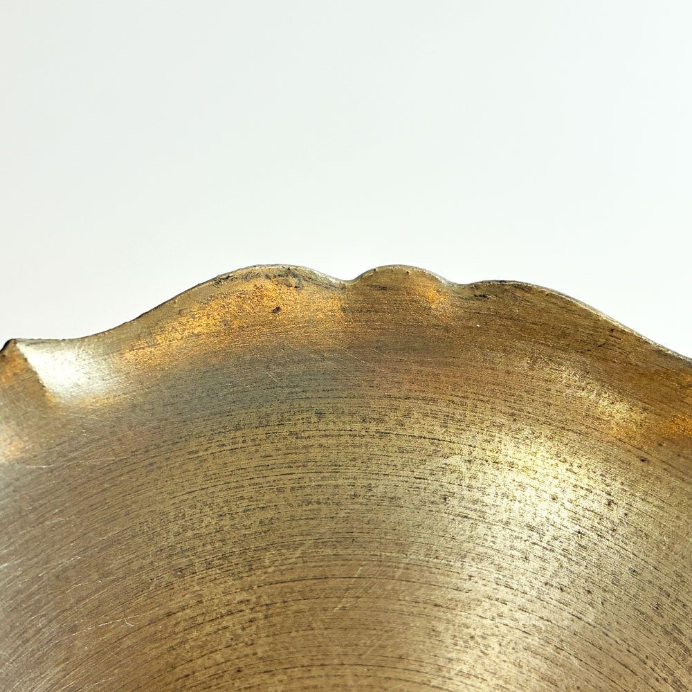 木下和美 黒釉輪花 デミタスカップ 金彩 黒釉 磁器 H7.5cm 現代作家 B ★