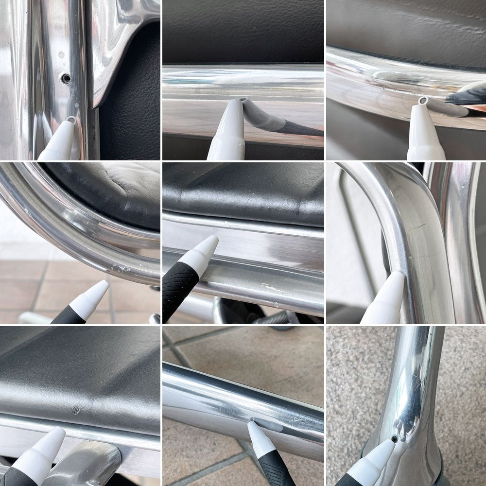 ハーマンミラー Herman Miller アルミナムグループチェア マネージメントチェア アルミバフベース ガス圧昇降仕様 5本脚キャスタータイプ 本革 イームズ A ◇