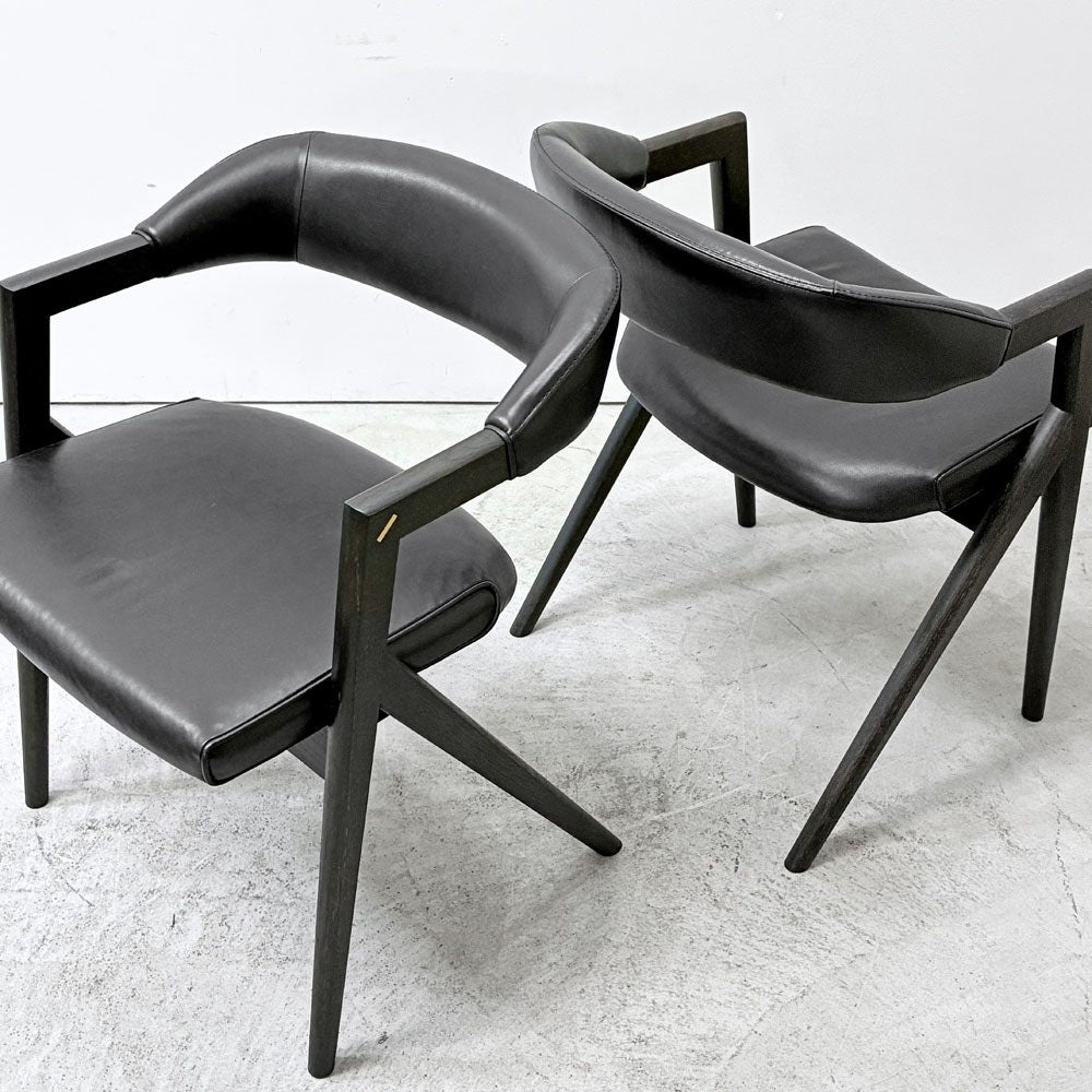 スクエアルーツ SQUARE ROOTS ランナチェア LANNA CHAIR ダイニングチェア アームチェア オーク材×牛革 レザー 参考価格¥77,000- B ●