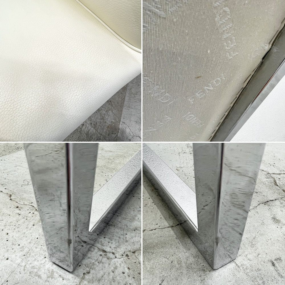 フェンディ・カーサ FENDI CASA エー・ビー・デュアメル AB Duhamel ダイニングチェア 本牛革 オフホワイト 参考価格 約45万~65万の品 B 〓