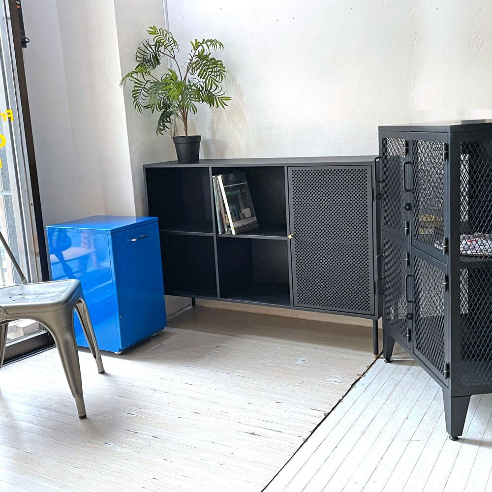 ジャーナルスタンダードファニチャー journal standard Furniture j.s.F メッシュロッカー 2列2段 ブラック サイドキャビネット 南京錠付 ★