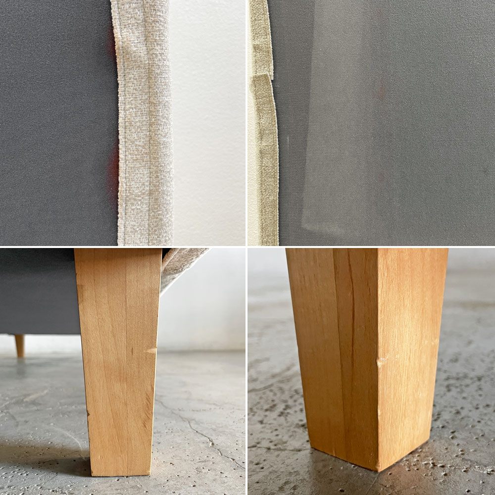 モモナチュラル MOMO Natural フォノ PHONO 3人掛けソファ カバーリングファブリック オフホワイト系 アルダー材脚 W176cm ヘッドレスト付 定価¥157,000-以上 〓