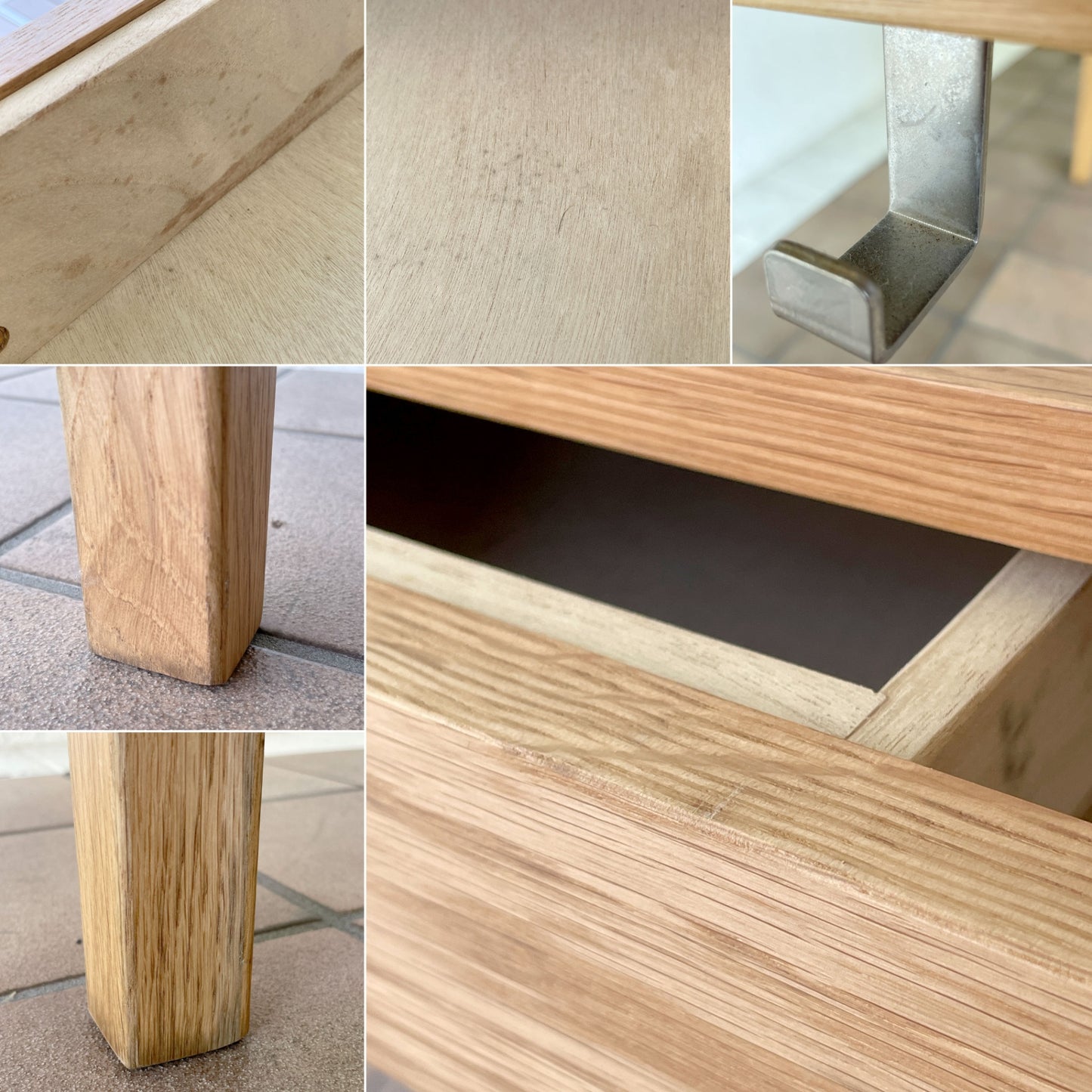 無印良品 MUJI オーク無垢材 パーソナルデスク 2ドロワー 引出し付き W110cm ◇